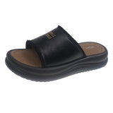 Summer New Pine Cake Bottom Toe Slippers Women Wearing Silver Simple Wind Half Dragging Feet Cold