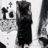 Lace Spliced Cross Dress, Dark Style, Sexy Slimming, Hip Split