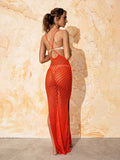Beach Skirt Knitted Hollow Sexy Sling With Long Beach Bathwear Sunscreen