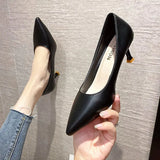 Shoes Female 2025 Spring And Autumn New Korean Version Simple Girl Small Pure And Fresh Black Single Shoe Pointed Fine Heel Work