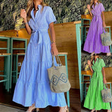 Spot 2025 New Fashion Stripe Short Sleeves Loose Medium And Long