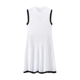 Women's Explosive Knitted Mini Dress Fashion Round Collar Folded A-Character