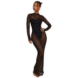Zingj Hot Style Perspective Stitching Round Collar Female Sense Hot Girl Fashion Casual Tight Dress