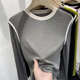 Zingj Advanced Cotton Color Round Collar Long Sleeve T Shirt Female 13 Line Design Sense Of Small Inside With The Bottom