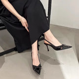 2025 New Fashion Bag Head Behind The Empty Pink Sweet Bow Small Square Head Not Tired Feet High-Heeled Sandals