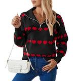 And Winter New Sweater Women Fashion Zipper Love Love Long-Sleeved