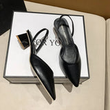 Women's Sandals 2025 Summer New Half-Bag Head Thick Heeled Sandals Female Fairy Gentle Evening Tip In The Single