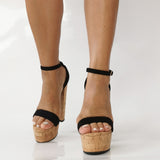 Waterproof Table Coarse Heel Wood Grain With Large Code 47 Banquet High Heel Sandals