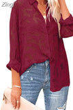 See Through Jacquard Mesh Shirts Women Long Sleeve White Tops 2023 Women's Elegant Streetwear Button Down Blouse