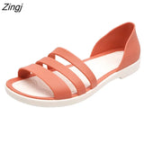 Women Summer Flat Sandals 2023 Open-Toed Slides Slippers Candy Color Casual Beach Outdoot Female Ladies Jelly