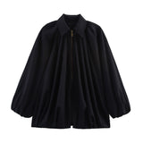 Women's Explosive Fashion Casual Bubble Sleeve Silk
