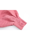 Women's Shirts Fashion Long Sleeve Peter Pan Collar Chic Tops Female Korean Vintage Streetwear Casual Loose Kawaii Pink