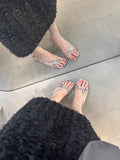Head Cool Slippers Women's Shoes 2025 New External Wearing Toe Sandals Fine Heel