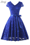 V-Neck Lace Knee-Length Women Dresses With Short Sleeves Dress For Women Female Vestidos New Arrival Chic Cheapest