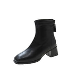 Boots Women's High-End Boots Spring And Autumn New Martin Boots Coarse And Korean Version Of Thin Boots After Zipper Single