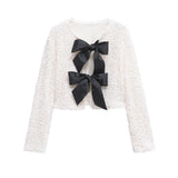 New Fashion Temperament Women's Long-Sleeved Bow Decorated With A Glide Coat