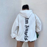 Letter-Print Hooded Hooded Loose Version Of Multi-Color Lazy Trend Trend High Street Tide