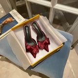 New Semi-trailer Women Wear Fine-heeled Pointy Fashion Joker Bow High-heeled