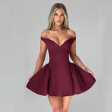 Zingj Women's Fall 2024 New Sexy V Neck Low Cut Hot Girl Show Back Solid Color Slim Dress