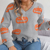 Shooting Autumn And Winter Halloween Bumpy Pumpkin Cut Long-Sleeved Jacket Sweater Women's