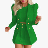 Spring And Autumn Women's New Fashion Suit Temperament Lattice Casual Skirt Suit Two