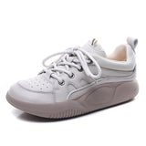 Layer Of Cowhite Casual Lace Handmade Women's Shoes New Leather Flat-Bottomed Sports Wind Soft Sole Shoes Wear Low