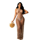 Zingj New Women's Wear Sexy Solid Color Knitted Beach