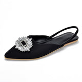 And South Korea Pingtou Tips Drill Sandals Women's New Baotou Velvet Flat Behind The Empty Single Shoes