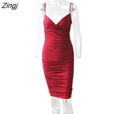 Spaghetti Strap Backless Ruched Dress Solid Sleeveless Long Dresses Ladies Streetwear Elastic Modal Party Vestidos