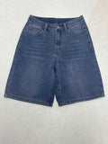 Trendy Basic Simple Fashion Water Wash Five-Point Straight Barrel Thin Loose Casual Jeans Trousers