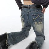 Back Star Patchwork Flare JeansOutfit
