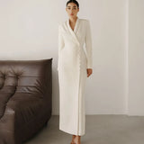 2025 New Women's Clothing Solid Color Long-Sleeved Button Coat Suit Dress