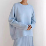 And Winter Explosion Of Women's Knitted Shirt Round-Neck Solid Color Loose