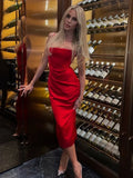 Quality Sexy Midi Dress Women 2023 New Arrivals Red Slip Dress Bodycon Dress Satin Fashion Party Night Black