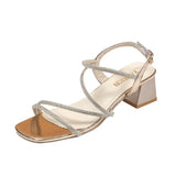 Sandals In The Summer Of 2025 British Fashion With New Square Head Drill With Thick High Heels Women's