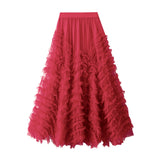Sense High-End Mesh Yarn Heavy Industry Super Large Swing Dress Thin Croake Gorgeous Cake Skirt