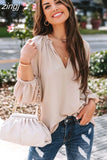 Tops Casual V-Neck Loose Blouse 2023 Fashion Women Loose Shirt Vintage Shirt Elegant Women Clothes Blusas