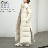 Long Hood Down Parka Women Outwear Korean Casual Zipper Cotton-padded Jacket Coat Fashion Thick Warm Oversized Coat