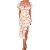 Women's Dresses French Vintage Dress Renovated Fork Long Bubble Sleeve