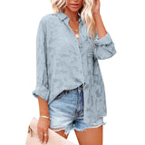 Color Hollow Chiffon Shirt Women's Spring/Summer 2023 New Tops Jacquard Button Long Sleeve Shirt Women Clothes