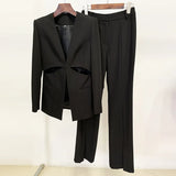 Fashion New Famous Temperament Hollow Without A Collar Suit Jacket To Open The