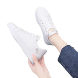 White Shoes Spring Shoes 2025 New Women's Shoes Korean Version Of Spring Shoes Students Casual Spring And Autumn Flat Bottom Lace Single