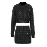 2025 Personality Weaving Leather Jacket Jacket + Bag Hip Skirt Two-Piece Set Female