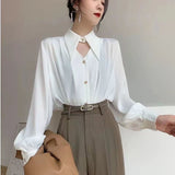 Tea Apricot Temperament V-Neck High-End Sant Satin Chic Shirt Female Design Sense Niche OL Hanging Hong Kong Taste