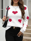 And Winter New Sweater Women's Loose Love Embroidered Color Collar Knitted