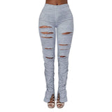 Nightclub Uniforms Ripped Solid Color Hoodie