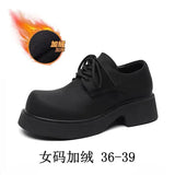 Zingj Sole Single Shoes Men Spring And Autumn Round Head Tie With Heel Cake Men's Shoes Work Black Small Leather Shoes