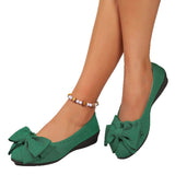 Spring New Large-Size Tip Heel Single Shoes Bean Bean Shoes Bows Casual Single Shoes