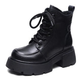 Layer Of Cow Skin English Wind Martin Boots 2025 Autumn And Winter New Round Head Thick Bottom Increase Plus Velvet Warm Short