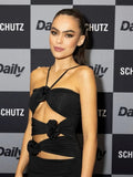 Sleeveless Stereo Flowers Design Long Dress Women Black Halter Hollow Out Floral Long Bodycon Dress Elegant Party Club